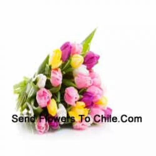 A Beautiful Hand Bunch Of Mixed Colored Tulips With Seasonal Fillers - Please Note That In Case Of Non-Availability Of Certain Seasonal Flowers The Same Will Be Substituted With Other Flowers Of Same Value