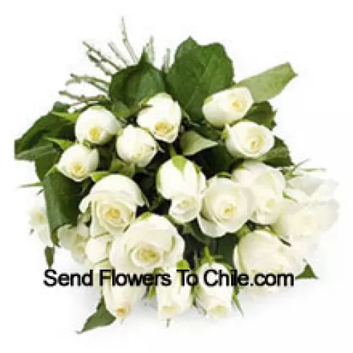 Bunch Of 24 White Colored Roses