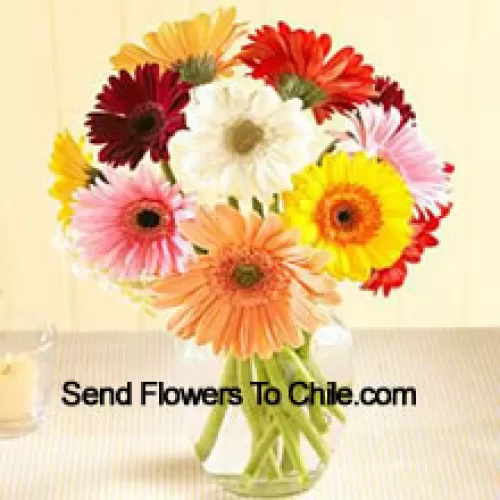 Assorted Colored Daisies In A Glass Vase