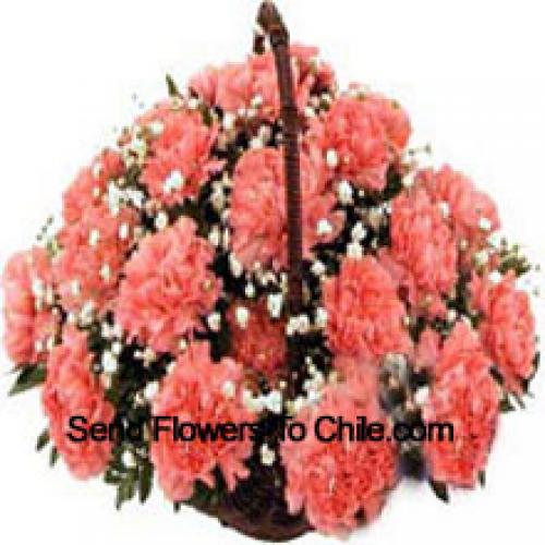 25 Pink Carnation Basket