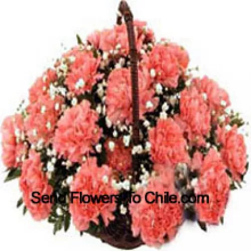 Basket Of 25 Pink Carnations