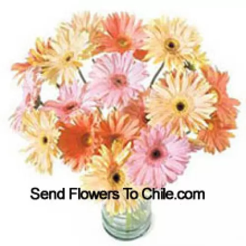 25 Mixed Colored Gerberas In A Vase