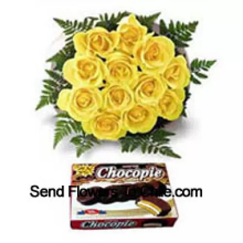 Bunch Of 11 Yellow Roses And A Box Of Chocolate