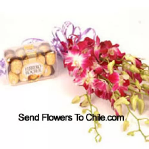 Bunch Of Orchids With 16 Pcs Ferrero Rocher