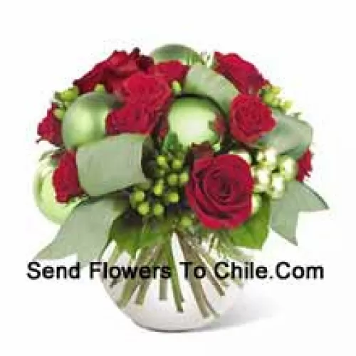 This new holiday bouquet combines festive red roses, spray roses and more with bright green ornaments and seasonal accents for a classic look with a contemporary new twist!? (Please Note That We Reserve The Right To Substitute Any Product With A Suitable Product Of Equal Value In Case Of Non-Availability Of A Certain Product)